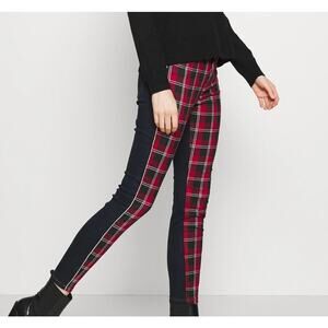 Desigual Womens Denim Check Tartan Slim Fit Jeans - US Size 6 / UK Size 12 - NEW